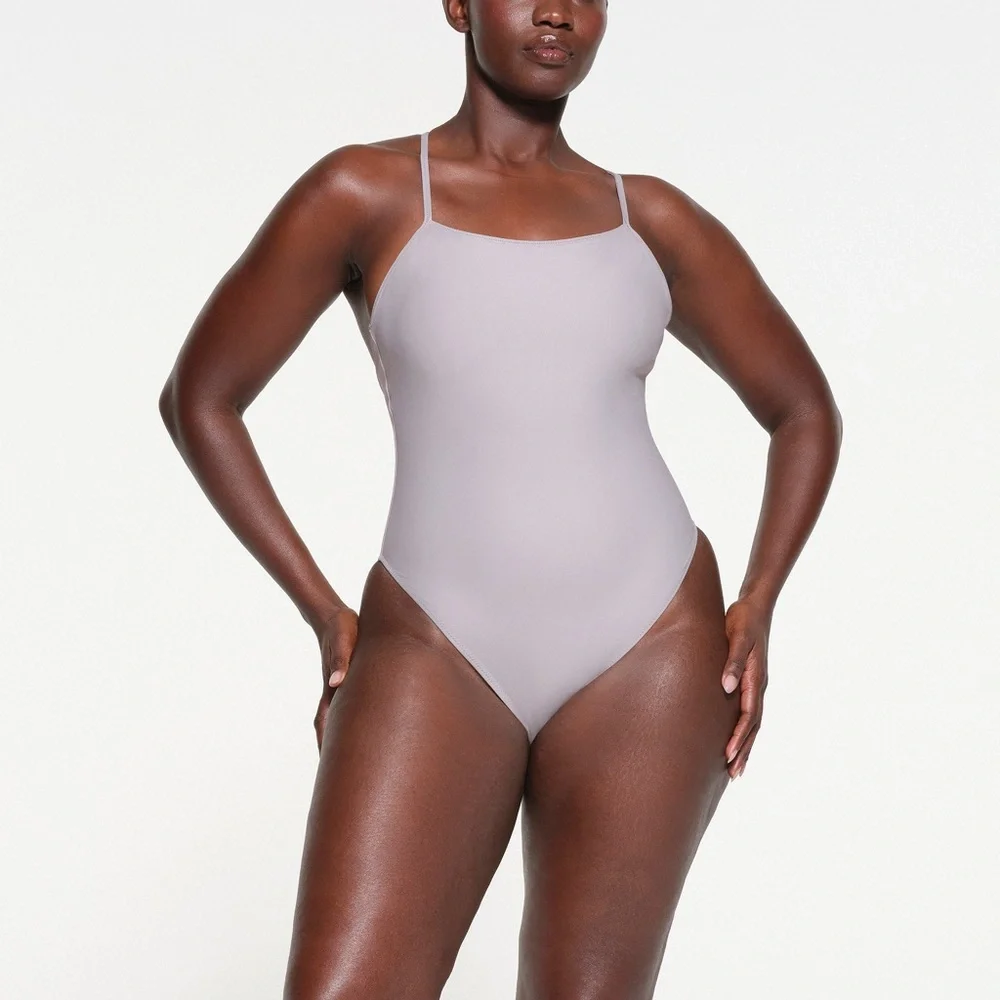 NWT SKIMS Recycled Signature Swim Cami One Piece in Chrome